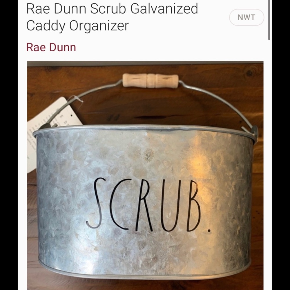 NWT Rae Dunn Galvanized Metal Caddy with Handle - Picture 3 of 6